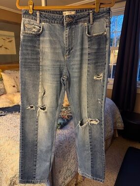 Free People Distressed Straight Leg Jeans